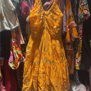 Elegant Strapless Orange Dress